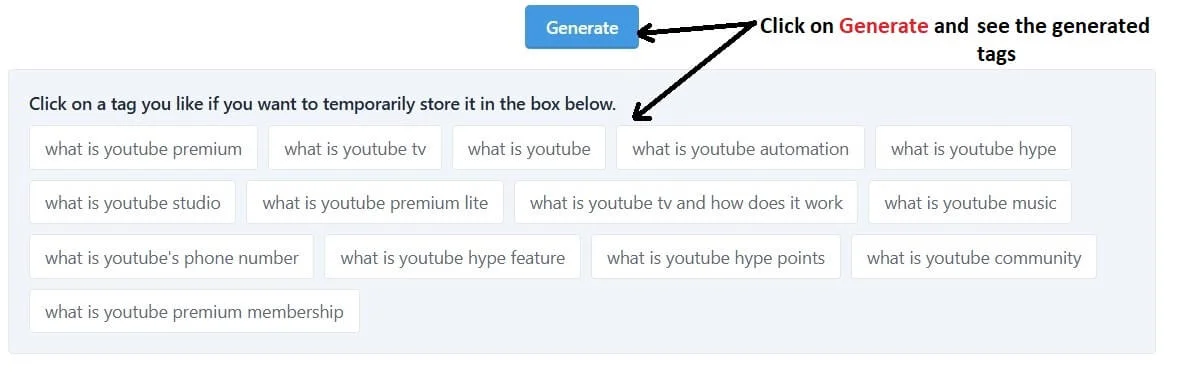 how to use youtube tag generator step3